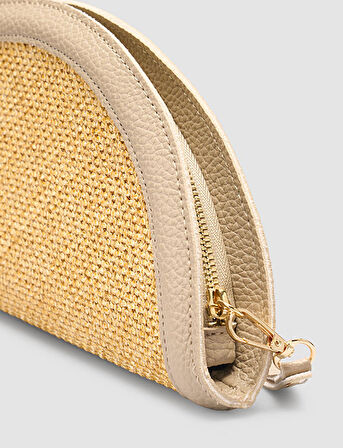 Cabani Hasır Vizon Deri Astarlı Kadın Çanta