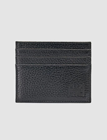 %100 Hakiki Deri Siyah Unisex Kartlık