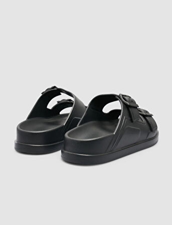 Cabani Capri Premium Çift Tokalı Siyah Eva Kadın Terlik