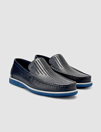 %100 Hakiki Deri Lacivert Erkek Loafer 