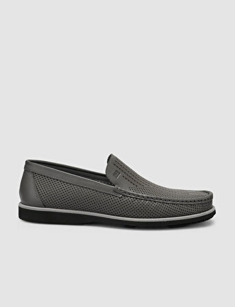 %100 Hakiki Deri Gri Erkek Loafer