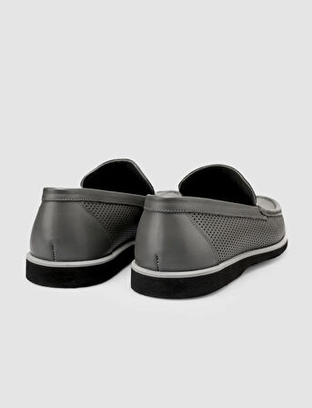 %100 Hakiki Deri Gri Erkek Loafer