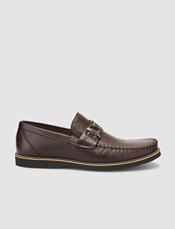 %100 Hakiki Deri Kahverengi Erkek Loafer