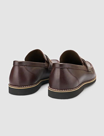 %100 Hakiki Deri Kahverengi Erkek Loafer