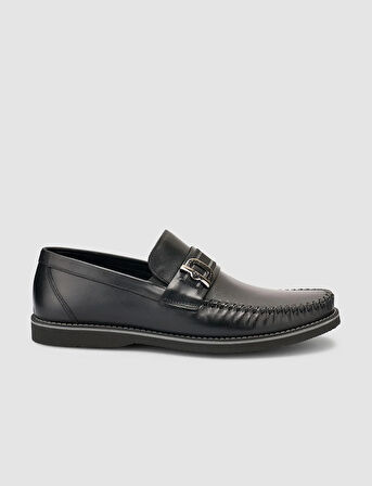 %100 Hakiki Deri Siyah Erkek Loafer