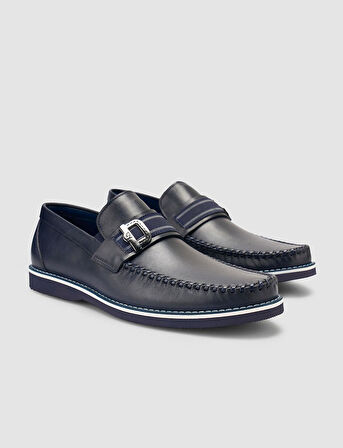 Cabani %100 Hakiki Deri Lacivert Erkek Loafer