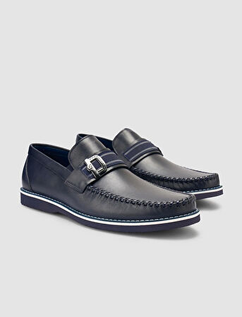 %100 Hakiki Deri Lacivert Erkek Loafer