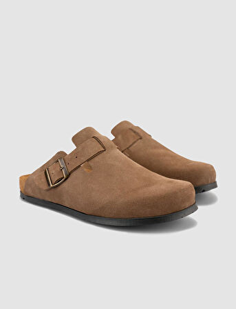 %100 Hakiki Deri Vizon Süet Kadın Terlik