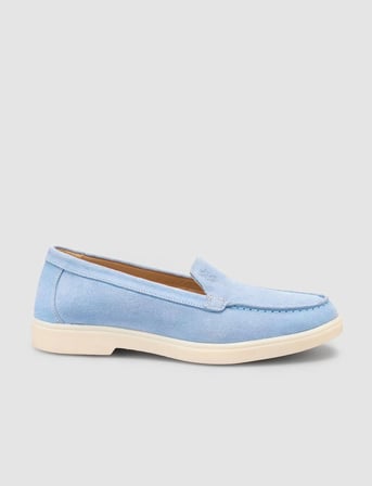 Lagaria MonaMae %100 Hakiki Deri Mavi Süet Kadın Loafer