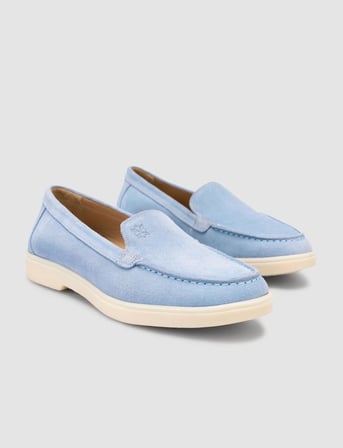 Lagaria MonaMae %100 Hakiki Deri Mavi Süet Kadın Loafer