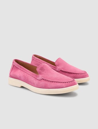 Lagaria MonaMae %100 Hakiki Deri Pembe Süet Kadın Loafer
