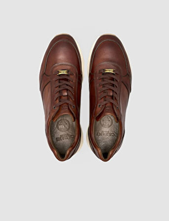 Cabani  Hakiki %100 Deri Kahverengi Bağcıklı Erkek Spor Ayakkabı