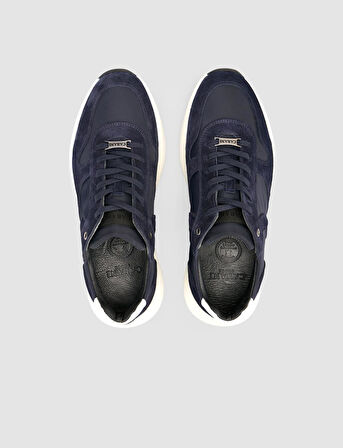 Cabani %100 Hakiki Deri Lacivert Süet Bağcıklı Erkek Spor Ayakkabı