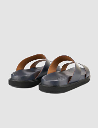 %100 Hakiki Deri Lacivert Erkek Terlik