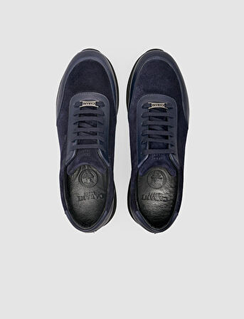 Cabani %100 Hakiki Deri Lacivert Erkek Süet Detaylı Spor Ayakkabı