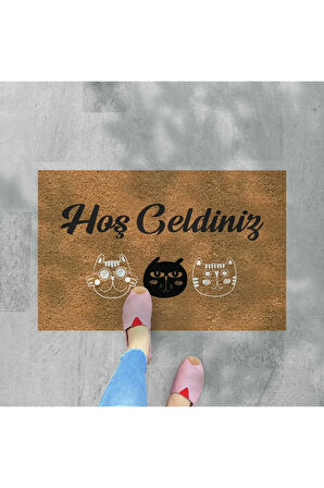 hoş geldiniz yazılır Temalı Coco Görünümlü Dekoratif Dış Kapı Önü ve Iç Mekan Paspası