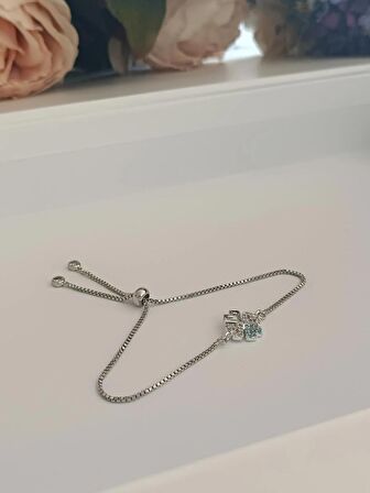Luna Jewelry Kadın Gümüş Renkli Kalp Desenli Zirkon Taşlı Asansör Ayarlanabilir Renk Atmaz Çelik Bileklik