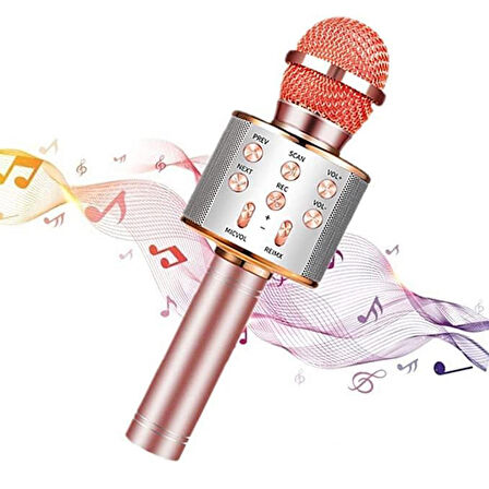 Handheld Kırmızı Kablosuz USB Karaoke Hoparlör Mikrofon Bluetooth