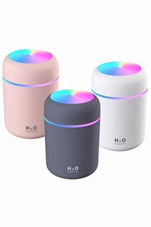 Oda Araç Aroma Difüzörü Buhar Makinesi Işıklı Hava Nemlendirici H2O Humidifier Beyaz