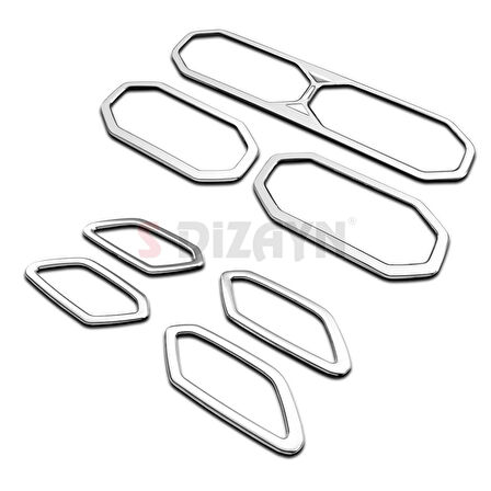 S-Dizayn Renault Duster Krom Havalandırma ve İç Kapı Kolu Çerçevesi 7 Prç. 2024 Üzeri (Parlak Krom) A+ Kalite