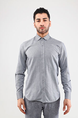 Guild Oxford 7001 Slim Fit Gri Gömlek