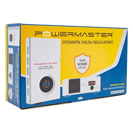 POWERMASTER SLIM-1000 OTOMATİK 1000 WATT VOLTAJ REGÜLATÖRÜ 1000VA (KOMBİ REGÜLATÖRÜ)