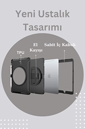 Qpen iPad Pro 11 inç (2021)  Uyumlu Hand Strap Tablet Kılıfı 