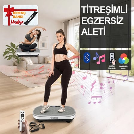 Bluetooth LED Işıklı Titreşimli Egzersiz Platformu Kumandalı Ev Fitness Aleti Direnç Lastiği Hediye