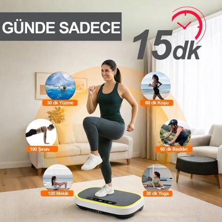 Bluetooth LED Işıklı Titreşimli Egzersiz Platformu Kumandalı Ev Fitness Aleti Direnç Lastiği Hediye