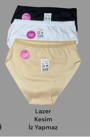 Kadın Lazer Kesim Iz Yapmaz Beli Lastikli Mikro Kadın Külot 3'lü Paket
