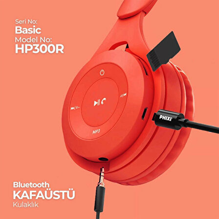 PHIXI Hp300 Basic Kablosuz Kafaüstü Kulaklık Bluetooth Wireless 5.0V Mikrofonlu HD Ses