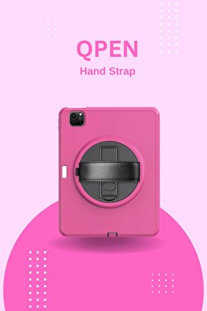 Qpen iPad Pro 11 inç (2021)  Uyumlu Hand Strap Tablet Kılıfı 