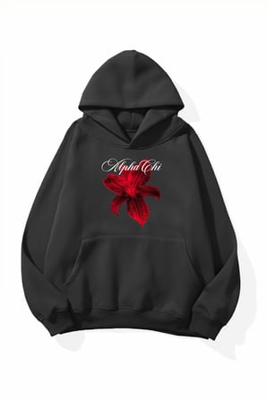 Unisex Yumuşak Dokulu Alpha Chi Baskılı Tasarım Oversize 3 İplik Hoodie Sweatshirt