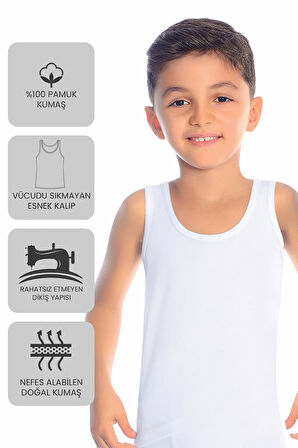 Öts Premium 5’li Erkek Çocuk Atlet - Hediye Kutulu, %100 Pamuk, Ultra Yumuşak Kumaş, Rahat Kalıp, Et