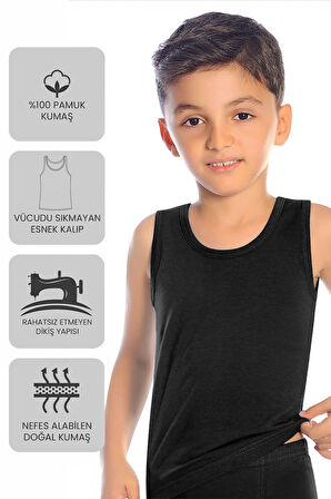 Öts Premium 5’li Erkek Çocuk Atlet - Hediye Kutulu, %100 Pamuk, Ultra Yumuşak Kumaş, Rahat Kalıp, Et