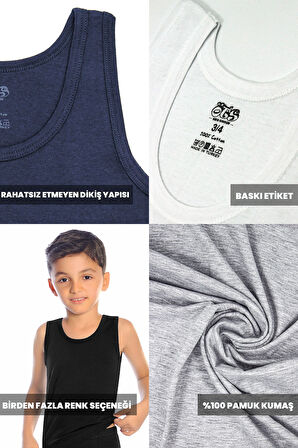Öts Premium 5’li Erkek Çocuk Atlet - Hediye Kutulu, %100 Pamuk, Ultra Yumuşak Kumaş, Rahat Kalıp, Et