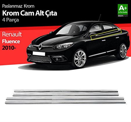 S-Dizayn Renault Fluence Krom Cam Çıtası 4 Prç 2010 Üzeri