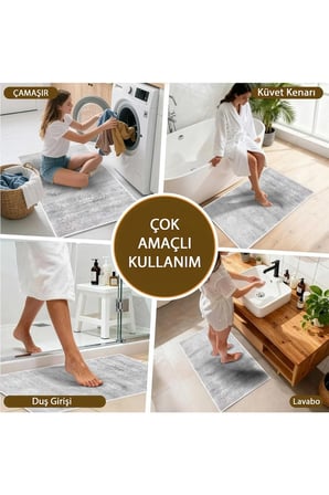 Banyo Paspası, Yumuşak Banyo Halısı, Kaymaz Dot Tabanlı, Yıkanabilir - 60x100