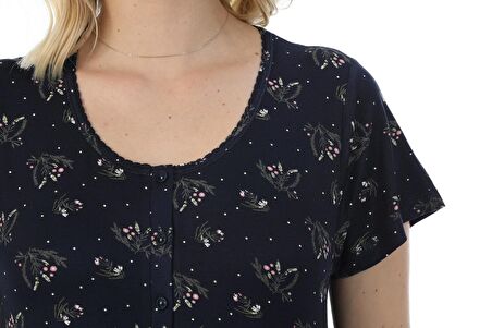 Etoile Kadın Bambu Kısa Kol Desenli Gecelik 72224