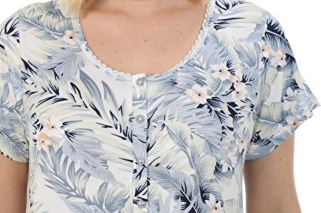 Etoile Kadın Bambu Kısa Kol Desenli Gecelik 72219