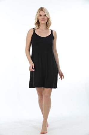 Etoile kadın bambu düz renk seçenekli  ip askılı gecelik 72084-91