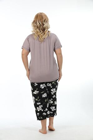 Etoile Büyük Beden Bambu Kadın Kapri Takım Pijama 74003