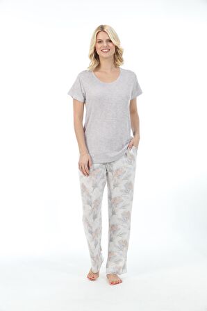 Bambu, Esnek kumaş, Kısa Kol Kadın Pijama Takımı 73232