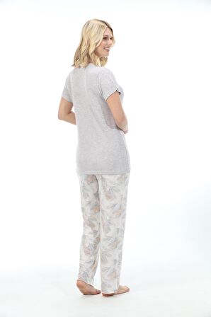 Bambu, Esnek kumaş, Kısa Kol Kadın Pijama Takımı 73232