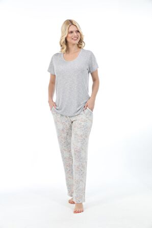 Bambu, Esnek kumaş, Kısa Kol Kadın Pijama Takımı 73234