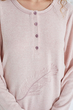 %100 Pamuk Uzun Kol Kadın Pijama Takımı 98409