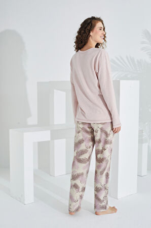 %100 Pamuk Uzun Kol Kadın Pijama Takımı 98409