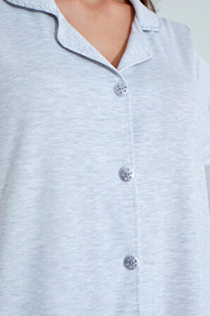 Bambu Boydan Düğmeli Hamile Lohusa Gecelik 30151-30154