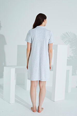 Bambu Boydan Düğmeli Hamile Lohusa Gecelik 30151-30154