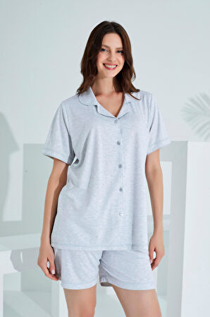 Bambu Boydan Düğmeli Hamile Lohusa Şort Takım 30101-30104